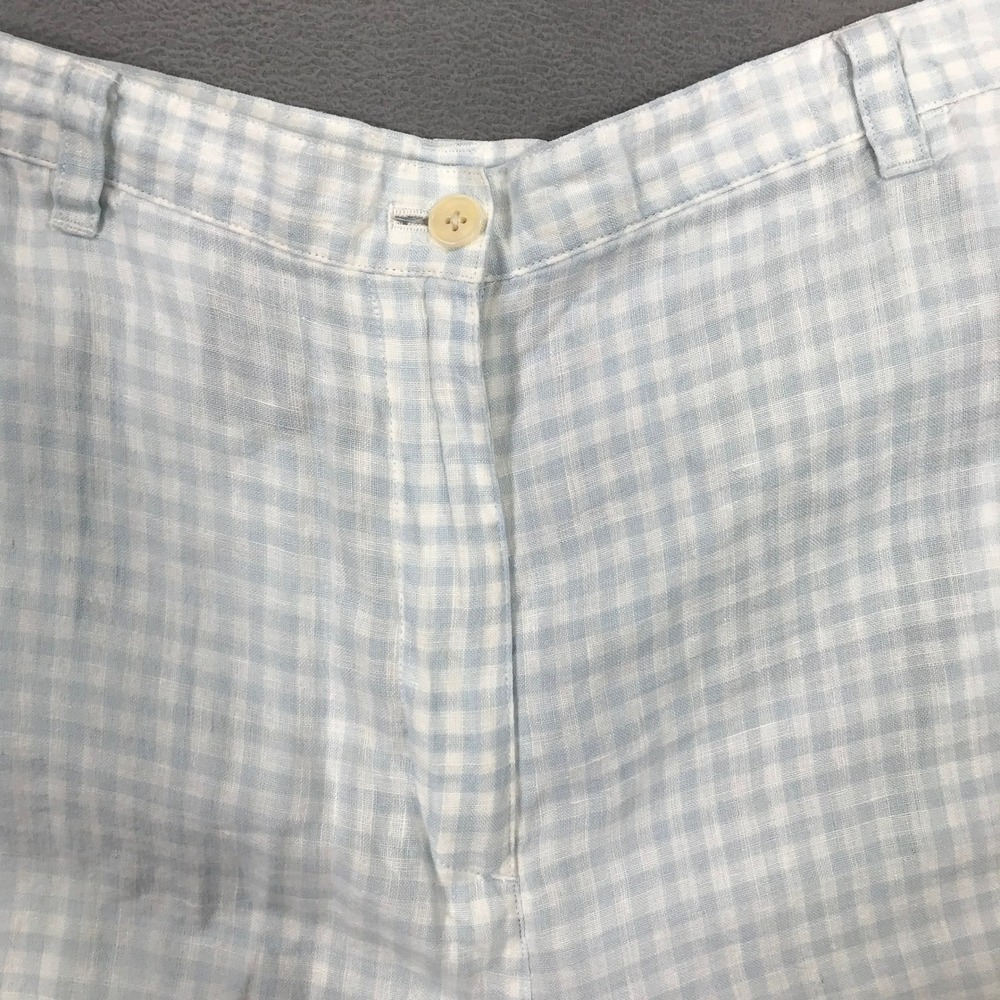 Lauren Ralph Lauren Shorts Women 16 Blue Gingham Check Linen High Waist Pocket - Picture 4 of 10
